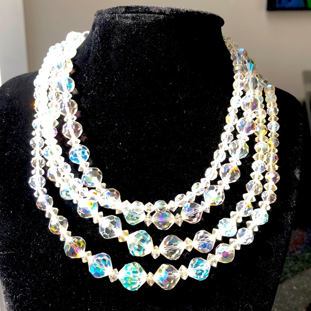 1950’s Vtg Aurora Borealis Stackable Necklace - image 1